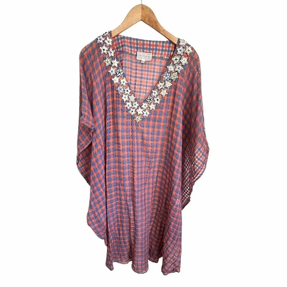 Antropologie DUET Blue and Orange Beach Coverup 100%Cotton - Picture 1 of 6